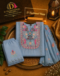 Dusty Blue Embroidered Suit Set